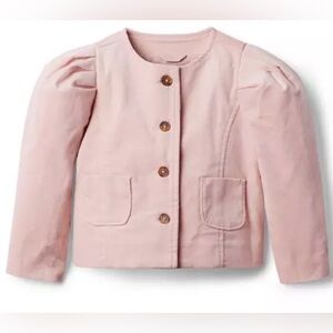 Janie and Jack Girl’s Pastel Pink Puff Sleeve Button Up Corduroy Jacket Size 5-6
